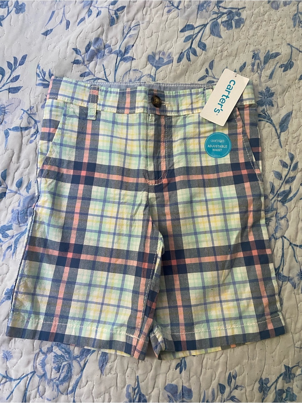 Carter's Pastel Plaid Kids Shorts in Blue, Pink & Yellow